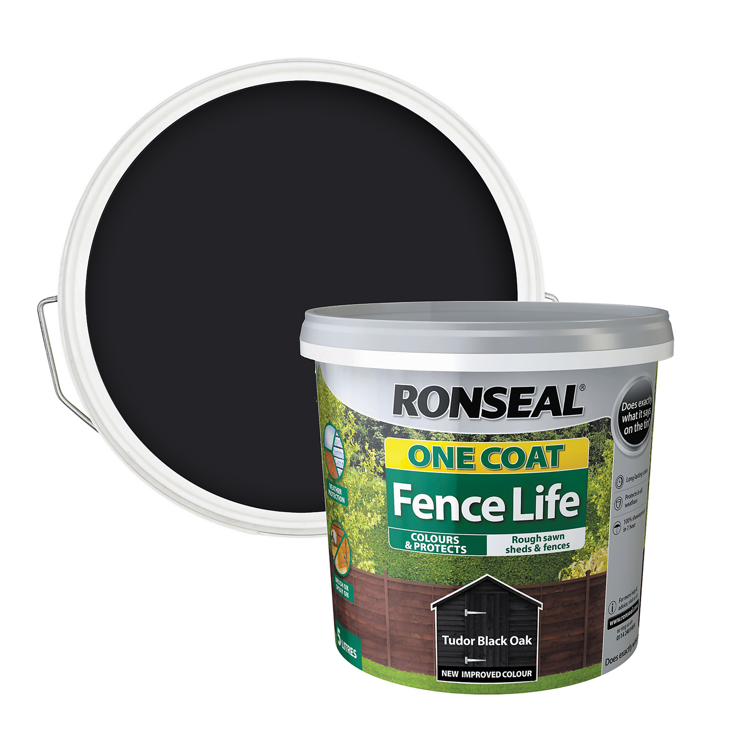 Ronseal One Coat Fence Life Paint Tudor Black Oak - 5L Ronseal One Coat Fence Life Paint Tudor Black Oak - 5L -Sandtex Shop 12804242 2004942087300050