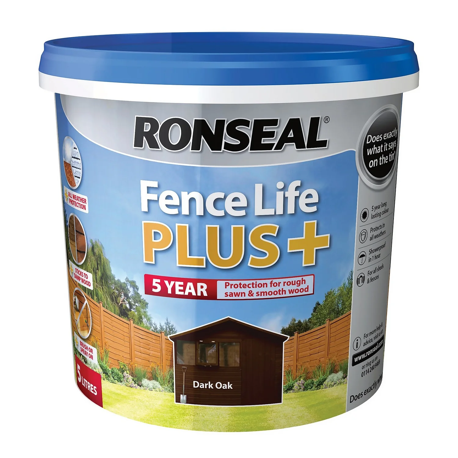 Ronseal Fence Life Plus Paint Dark Oak - 5L Ronseal Fence Life Plus Paint Dark Oak - 5L -Sandtex Shop 12804532 1024942086796863