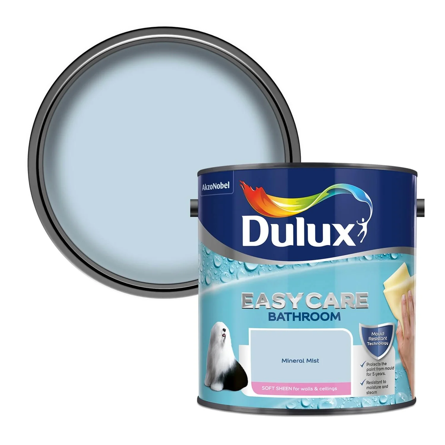 Dulux Easycare Bathroom Mineral Mist Blue - Soft Sheen Paint - 2.5L Dulux Easycare Bathroom Mineral Mist Blue - Soft Sheen Paint - 2.5L -Sandtex Shop 12804562 8054831918389465