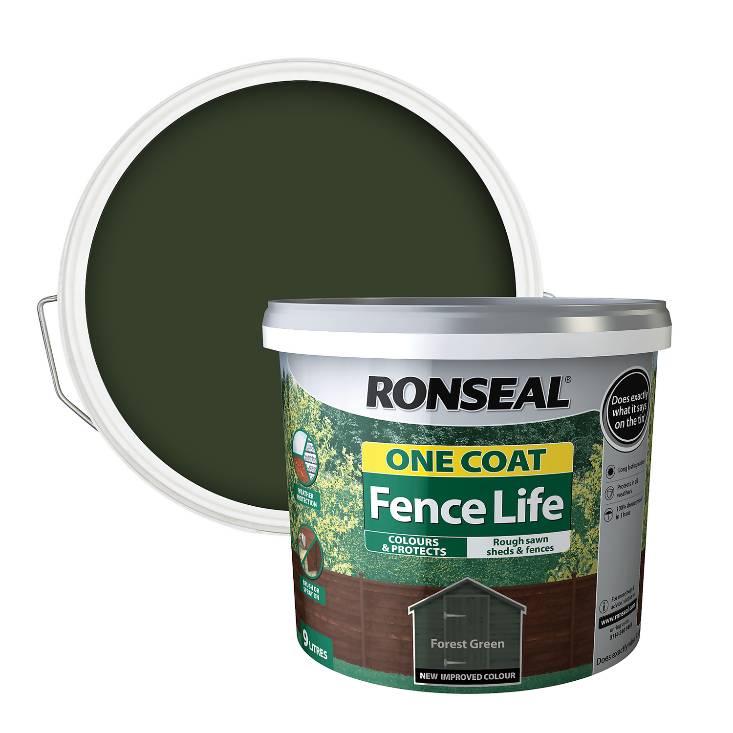 Ronseal One Coat Fence Life Paint Forest Green - 9L Ronseal One Coat Fence Life Paint Forest Green - 9L -Sandtex Shop 12804808 2864942086483510