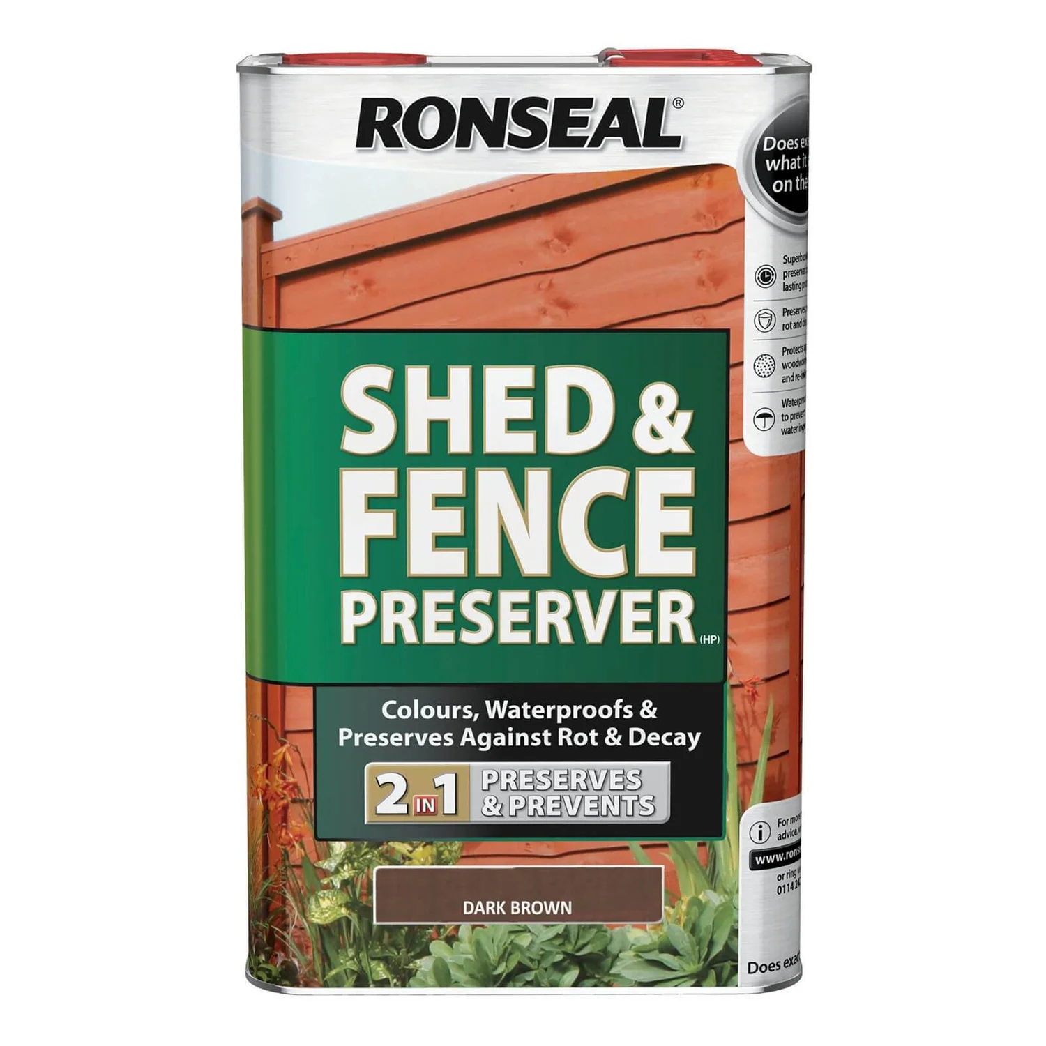 Ronseal Shed & Fence Preserver Dark Brown - 5L Ronseal Shed & Fence Preserver Dark Brown - 5L -Sandtex Shop 12807050 9204831946524794
