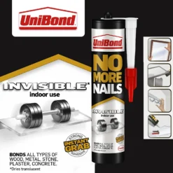UniBond No More Nails Invisible Grab Adhesive Cartridge 285g -Sandtex Shop 12807949 5605032996754631