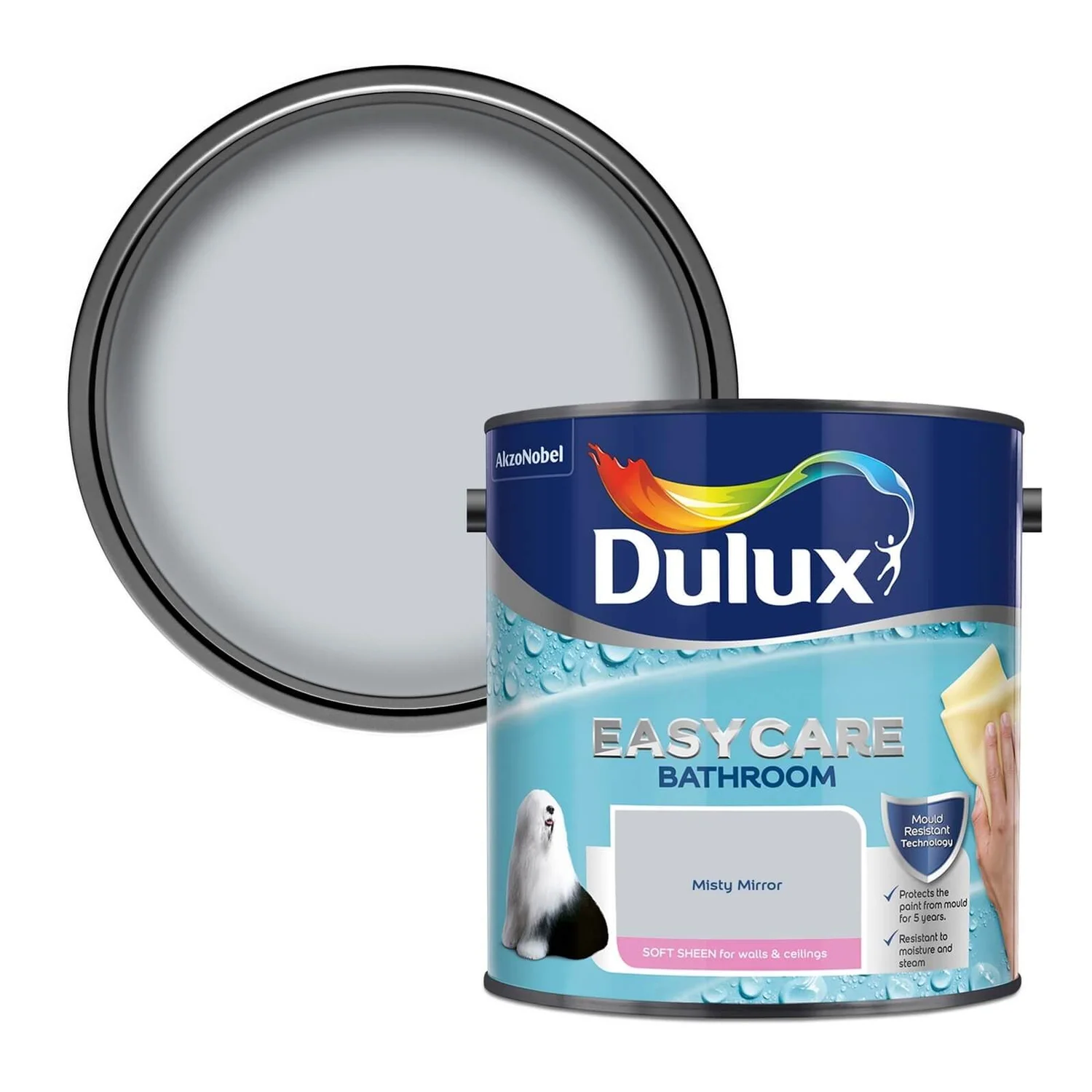 Dulux Easycare Bathroom Misty Mirror - Soft Sheen Emulsion Paint - 2.5L Dulux Easycare Bathroom Misty Mirror - Soft Sheen Emulsion Paint - 2.5L -Sandtex Shop 12808181 1794831950274644