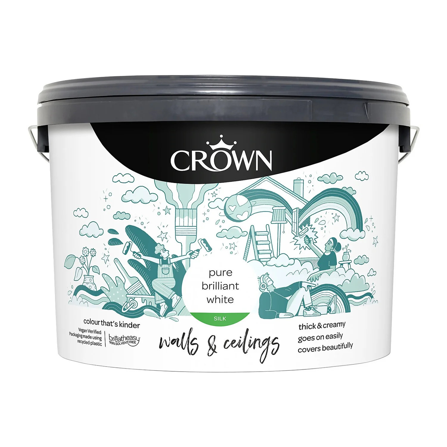Crown Walls & Ceilings Silk Emulsion Paint Pure Brilliant White - 10L Crown Walls & Ceilings Silk Emulsion Paint Pure Brilliant White - 10L -Sandtex Shop 12809208 1245001928290072