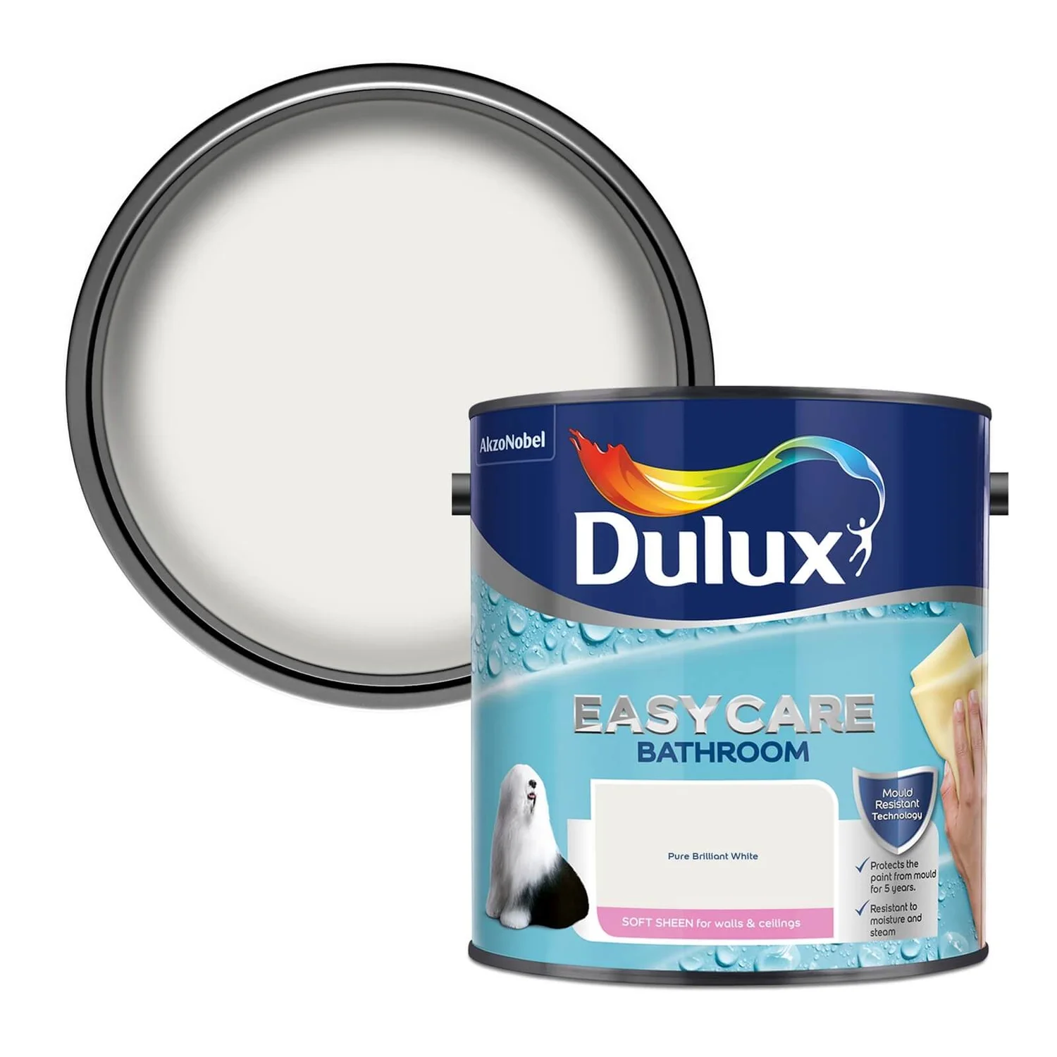 Dulux Easycare Bathroom Pure Brilliant White - Soft Sheen Paint - 2.5L Dulux Easycare Bathroom Pure Brilliant White - Soft Sheen Paint - 2.5L -Sandtex Shop 12809258 1074831964020197