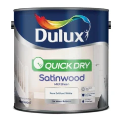 Dulux Quick Dry Satinwood Pure Brilliant White - 2.5L -Sandtex Shop 12810581 1504833194699649