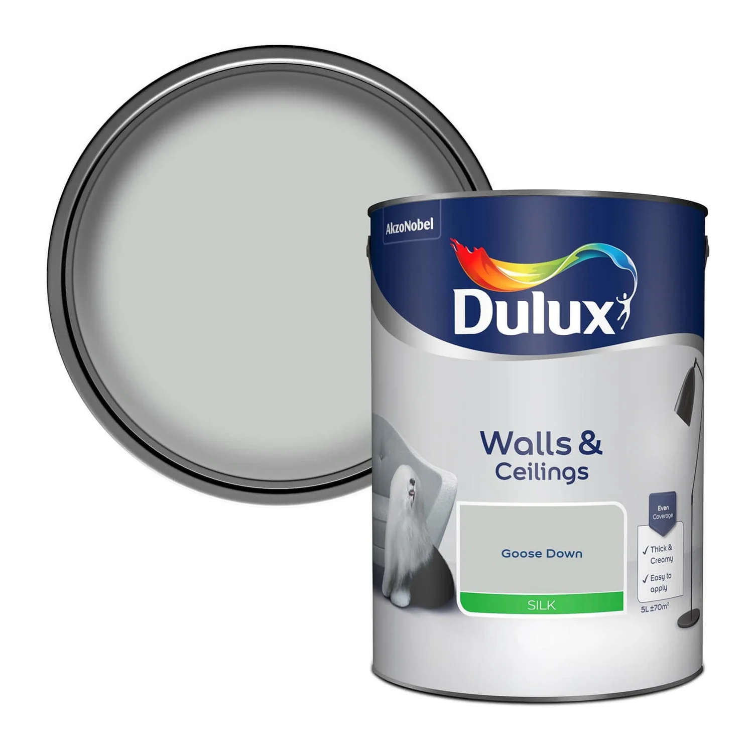 Dulux Silk Emulsion Paint Goose Down - 5L Dulux Silk Emulsion Paint Goose Down - 5L -Sandtex Shop 12819490 1714831962145320