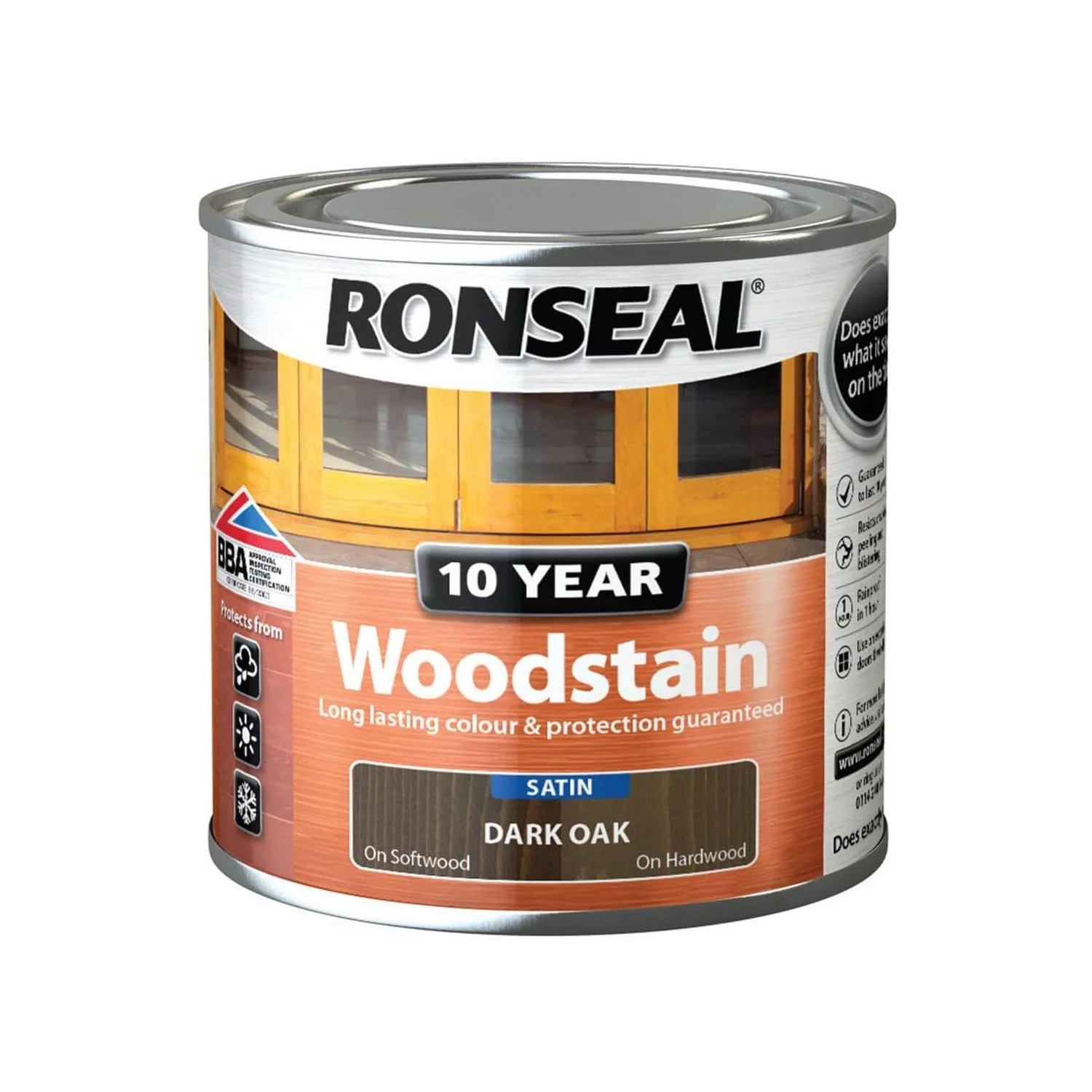 Ronseal 10 Year Woodstain Dark Oak Satin - 250ml Ronseal 10 Year Woodstain Dark Oak Satin - 250ml -Sandtex Shop 12820728 2054831917033687