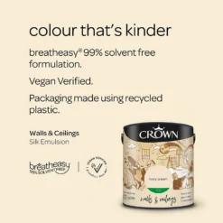 Crown Walls & Ceilings Silk Emulsion Paint Ivory Cream - 2.5L -Sandtex Shop 12822505 1774966163772525