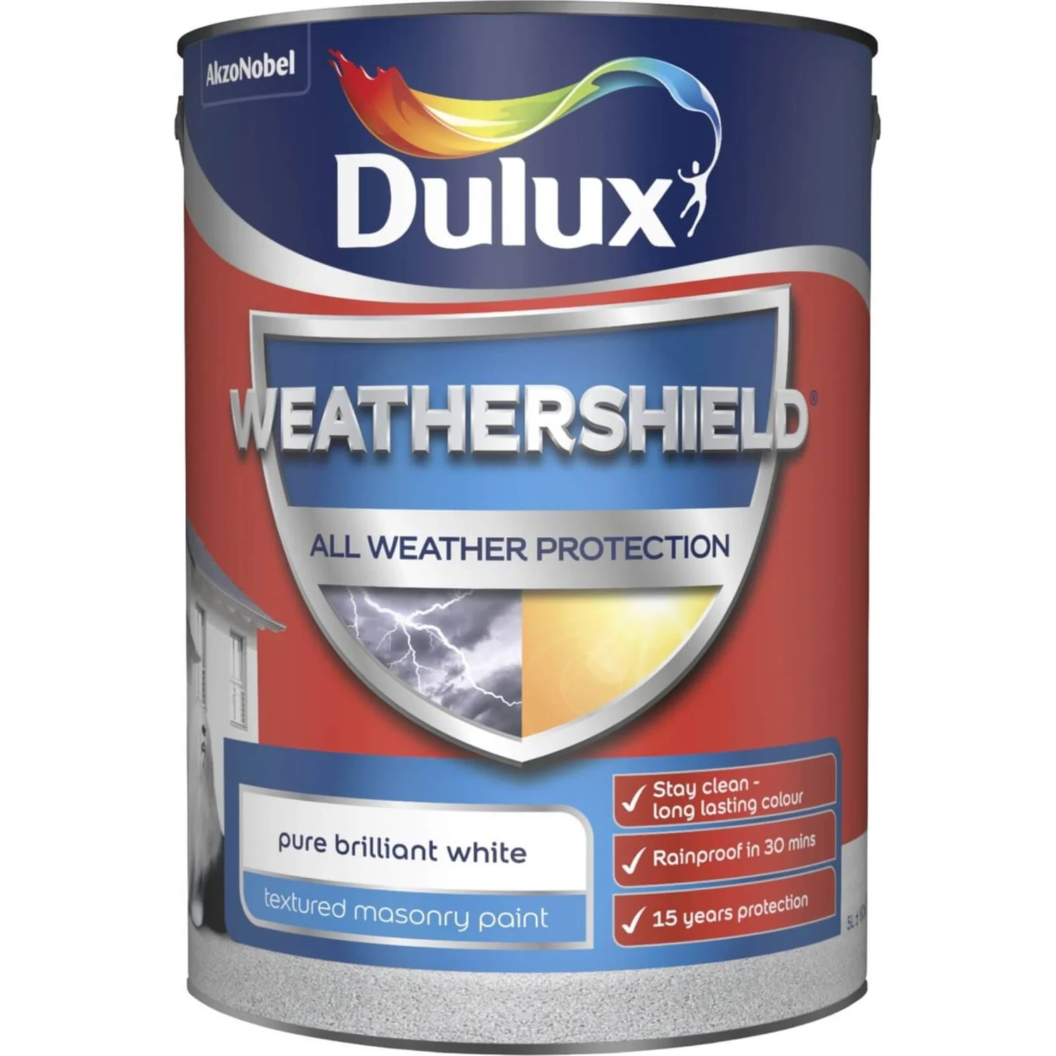 Dulux Weathershield All Weather Textured Masonry Paint Pure Brilliant White - 5L Dulux Weathershield All Weather Textured Masonry Paint Pure Brilliant White - 5L -Sandtex Shop 12822860 7724831917358329
