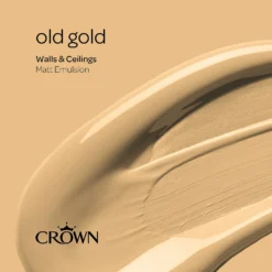 Crown Walls & Ceilings Matt Emulsion Paint Old Gold - 2.5L -Sandtex Shop 12829896 1374969528811481