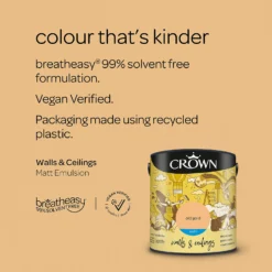 Crown Walls & Ceilings Matt Emulsion Paint Old Gold - 2.5L -Sandtex Shop 12829896 2064969528694013
