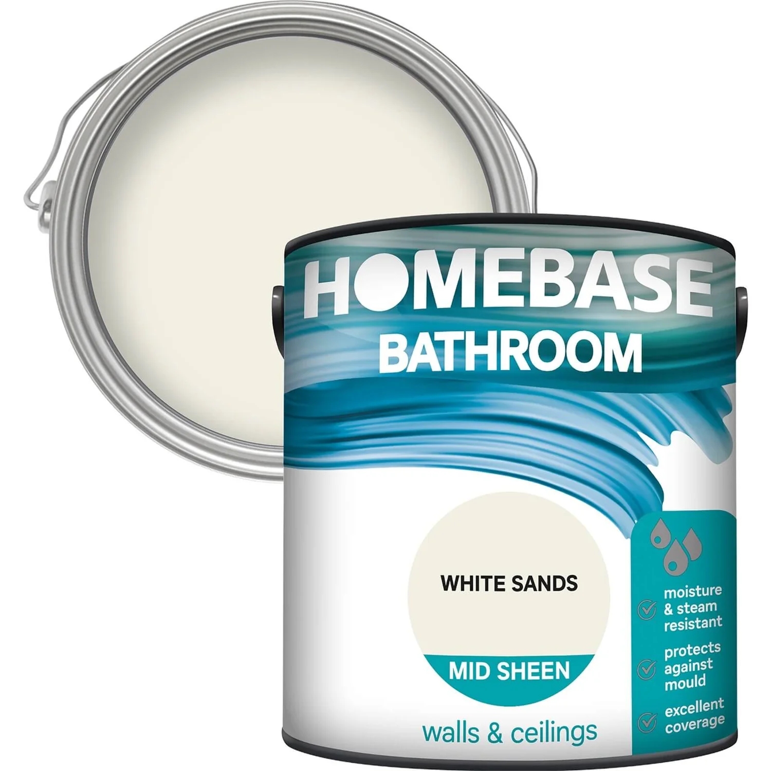 Homebase Bathroom Mid Sheen Paint - White Sands 2.5L Homebase Bathroom Mid Sheen Paint - White Sands 2.5L -Sandtex Shop 12832534 7954831964249454
