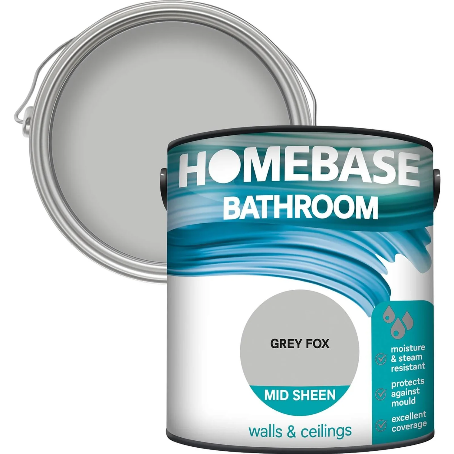 Homebase Bathroom Mid Sheen Paint - Grey Fox 2.5L Homebase Bathroom Mid Sheen Paint - Grey Fox 2.5L -Sandtex Shop 12832541 9194831964315076