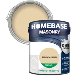 Homebase Smooth Masonry Paint - Regency Cream 5L