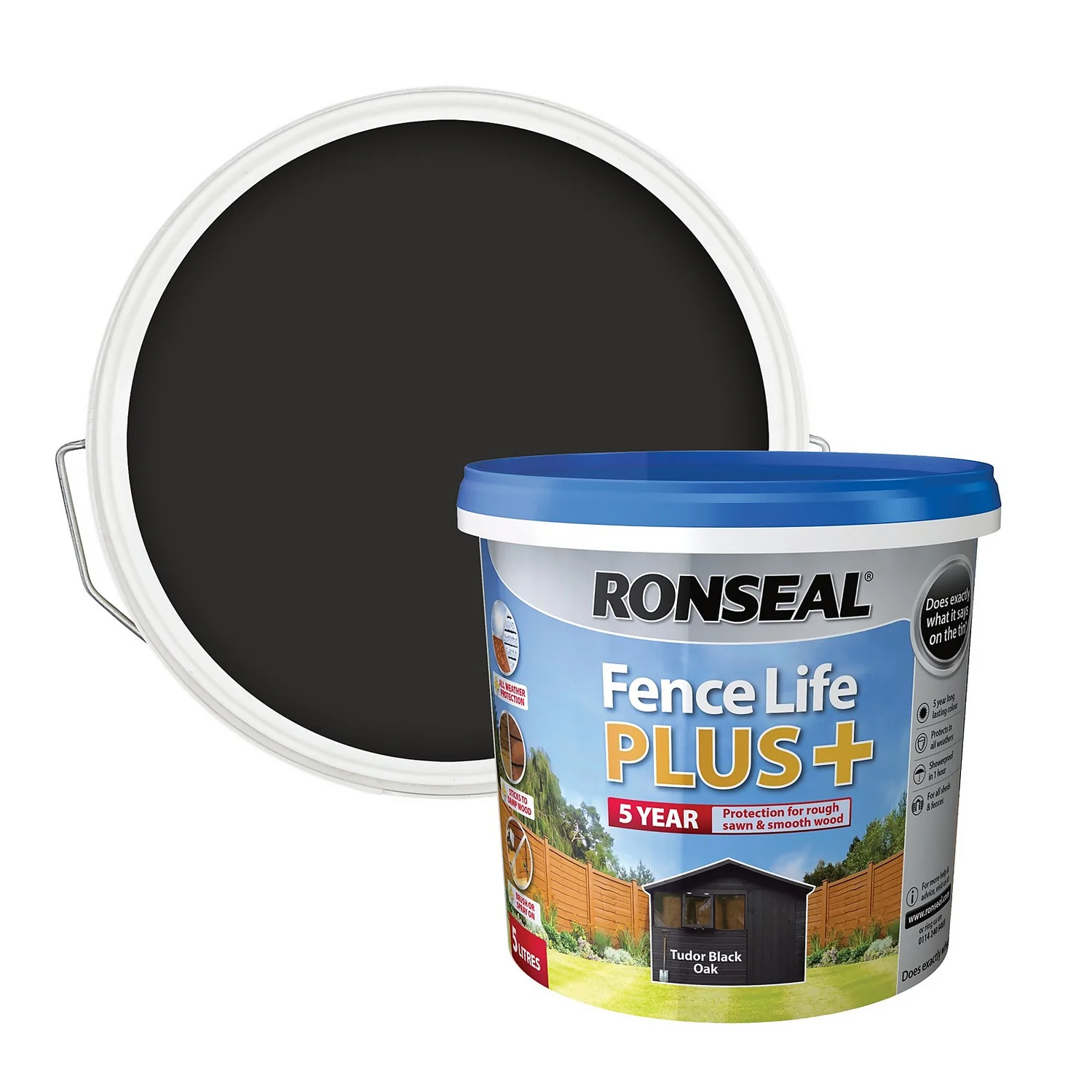 Ronseal Fence Life Plus Paint Tudor Black Oak - 5L Ronseal Fence Life Plus Paint Tudor Black Oak - 5L -Sandtex Shop 12833707 2924960722476040