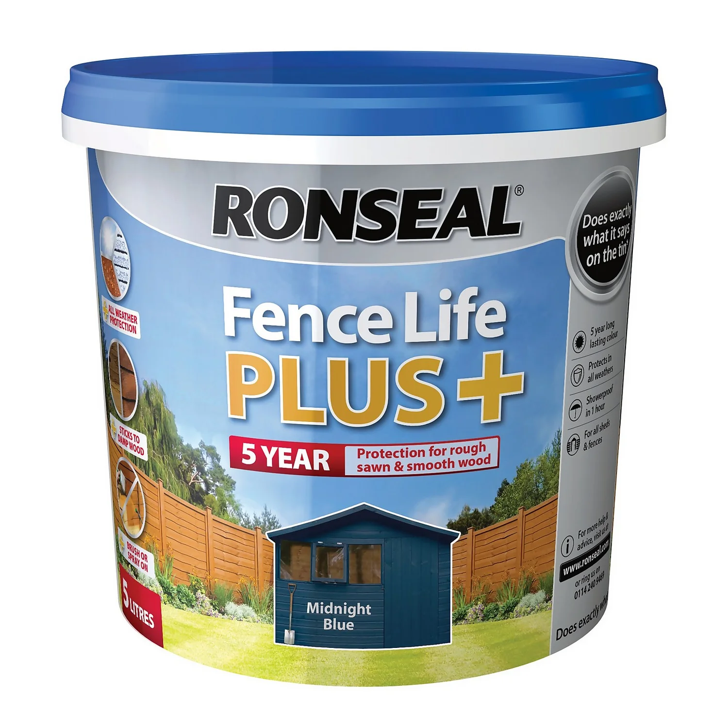Ronseal Fence Life Plus Paint Midnight Blue - 5L Ronseal Fence Life Plus Paint Midnight Blue - 5L -Sandtex Shop 12833724 3694942087086534