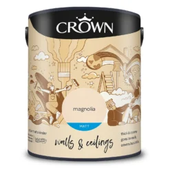 Crown Walls & Ceilings Matt Emulsion Paint Magnolia - 5L -Sandtex Shop 12842015 7054969529585058