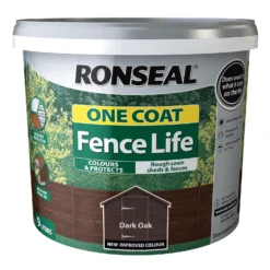 Ronseal One Coat Fence Life Paint Dark Oak - 9L -Sandtex Shop 12842110 5304942087338822