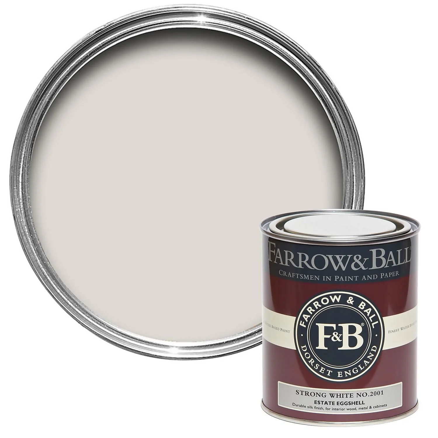 Farrow & Ball Estate Eggshell Strong White - 750ml Farrow & Ball Estate Eggshell Strong White - 750ml -Sandtex Shop 12844192 9144952922374118
