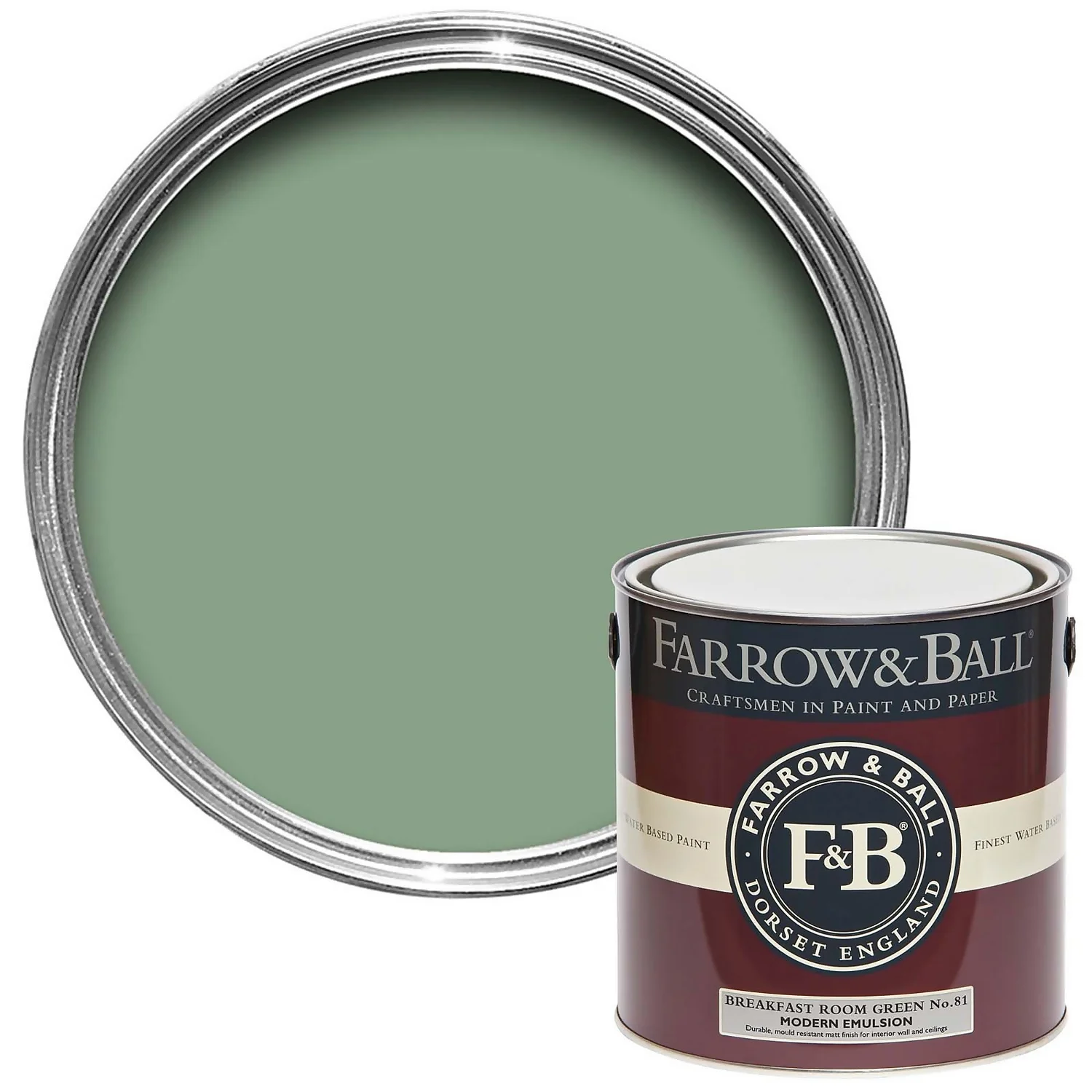 Farrow & Ball Modern Matt Emulsion Paint Breakfast Room Green - 2.5L Farrow & Ball Modern Matt Emulsion Paint Breakfast Room Green - 2.5L -Sandtex Shop 12846249 1354952648288499