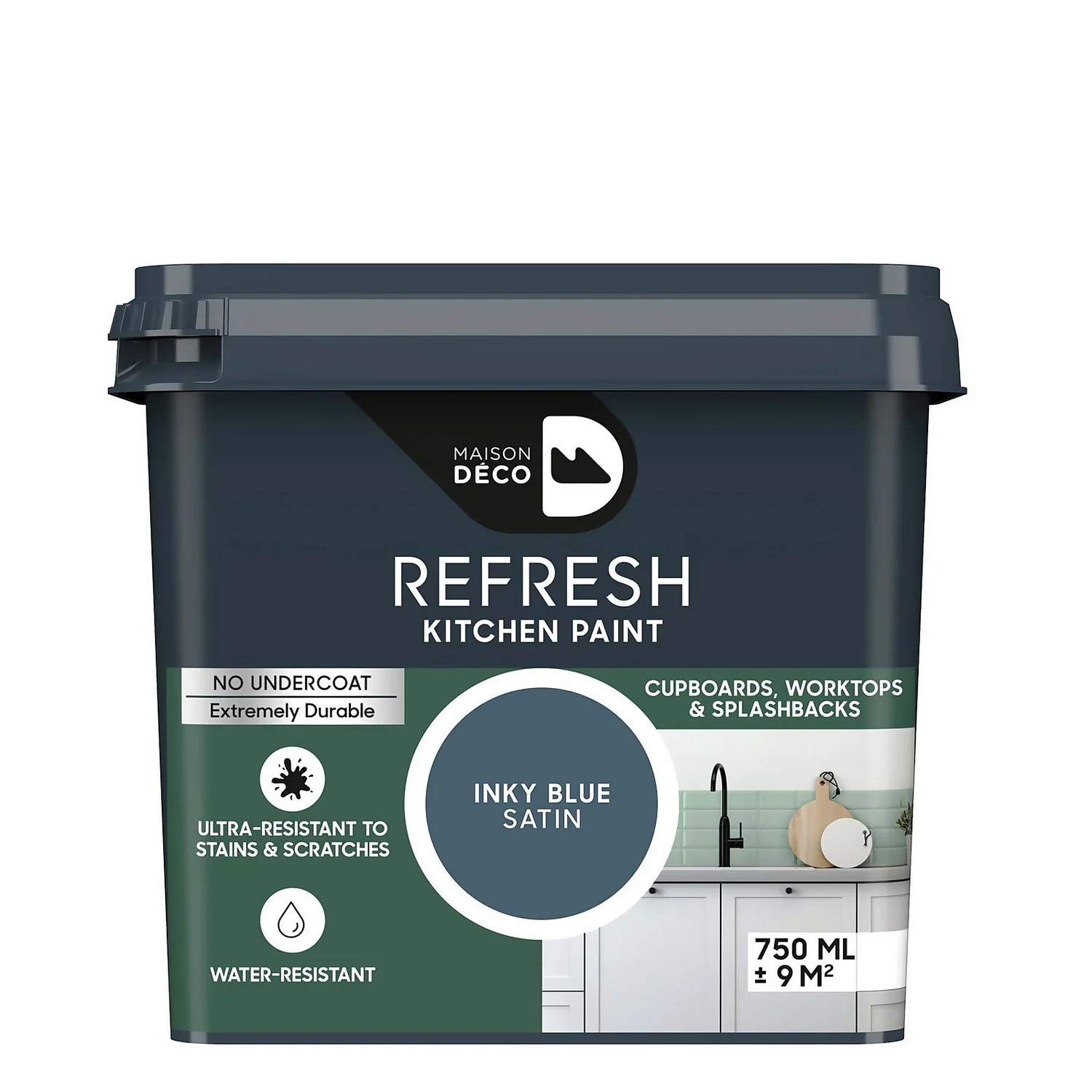 Maison Deco Refresh Kitchen Cupboards, Worktops & Splashbacks Paint Inky Blue - 750ml Maison Deco Refresh Kitchen Cupboards, Worktops & Splashbacks Paint Inky Blue - 750ml -Sandtex Shop 12878345 1724866391943256