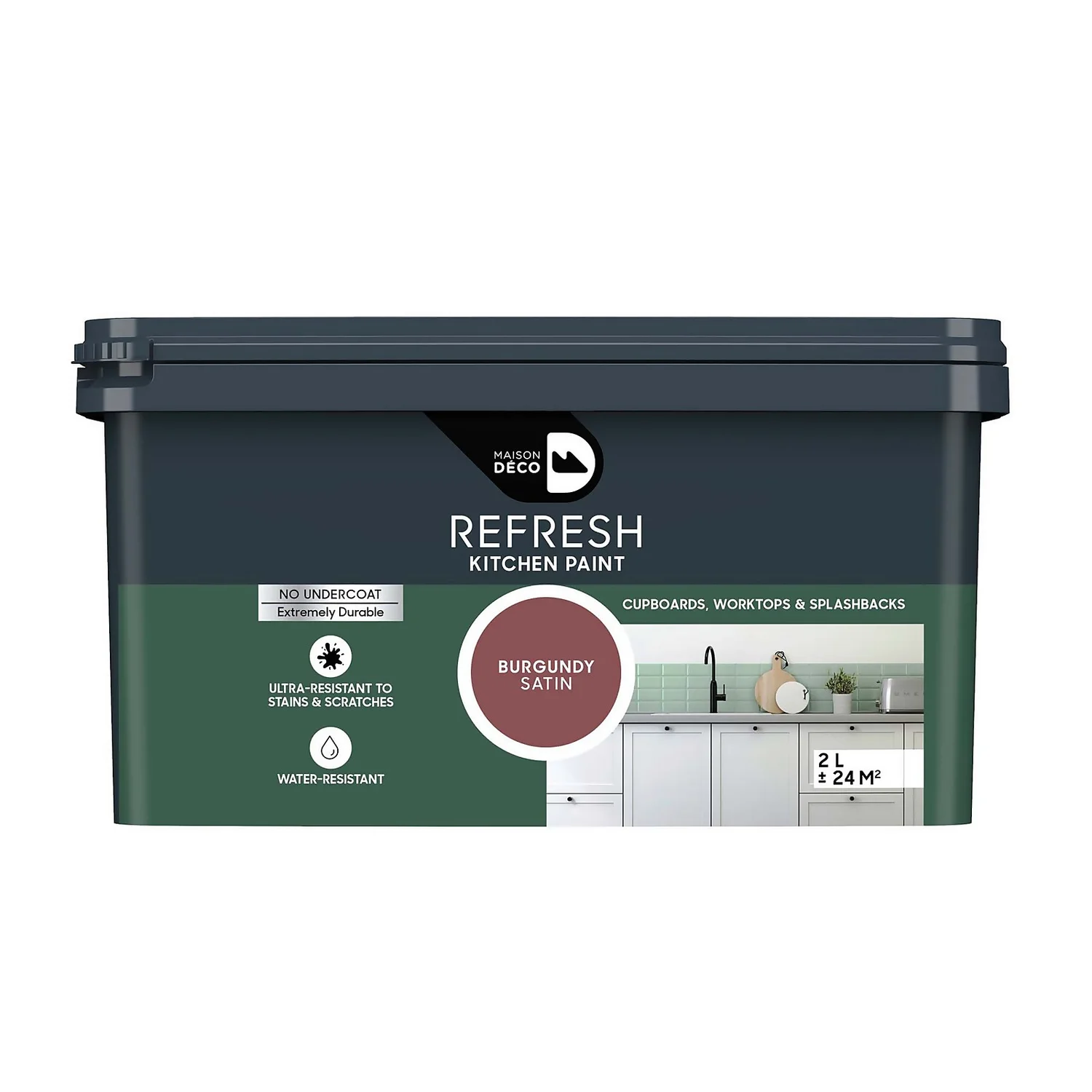 Maison Deco Refresh Kitchen Cupboards, Worktops & Splashbacks Paint Burgundy - 2L Maison Deco Refresh Kitchen Cupboards, Worktops & Splashbacks Paint Burgundy - 2L -Sandtex Shop 12878358 4524866384241434