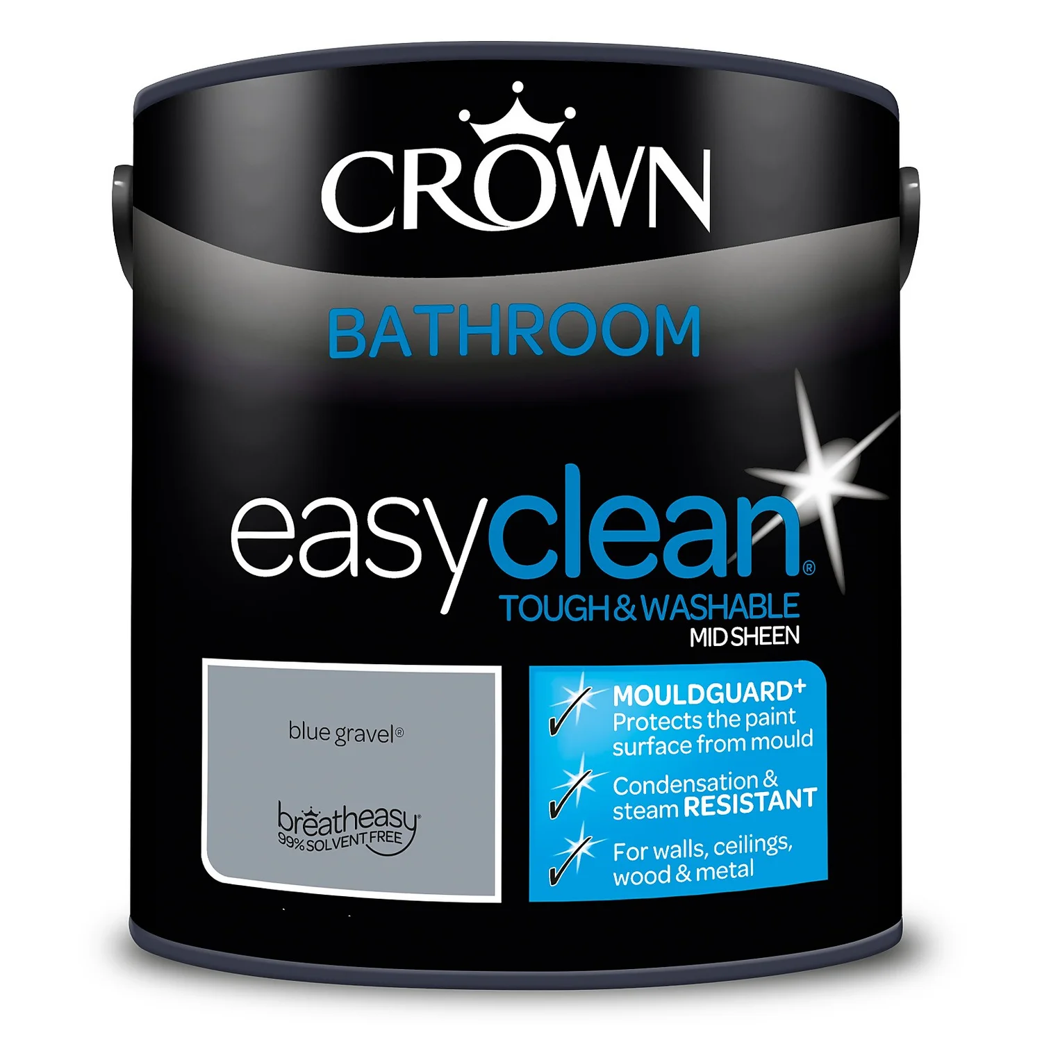 Crown Easyclean® Mouldguard+ Bathroom Mid Sheen Washable Multi Surface Paint Blue Gravel® - 2.5L Crown Easyclean® Mouldguard+ Bathroom Mid Sheen Washable Multi Surface Paint Blue Gravel® - 2.5L -Sandtex Shop 12886755 1594853415650199