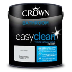 Crown Easyclean® Mouldguard+ Bathroom Mid Sheen Washable Multi Surface Paint Soft Steel® - 2.5 L 6 Crown Easyclean® Mouldguard+ Bathroom Mid Sheen Washable Multi Surface Paint Soft Steel® - 2.5 L -Sandtex Shop 12886778 1174853416077435