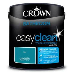 Crown Easyclean® Mouldguard+ Bathroom Mid Sheen Washable Multi Surface Paint Teal® - 2.5L -Sandtex Shop 12886785 1454853416092270