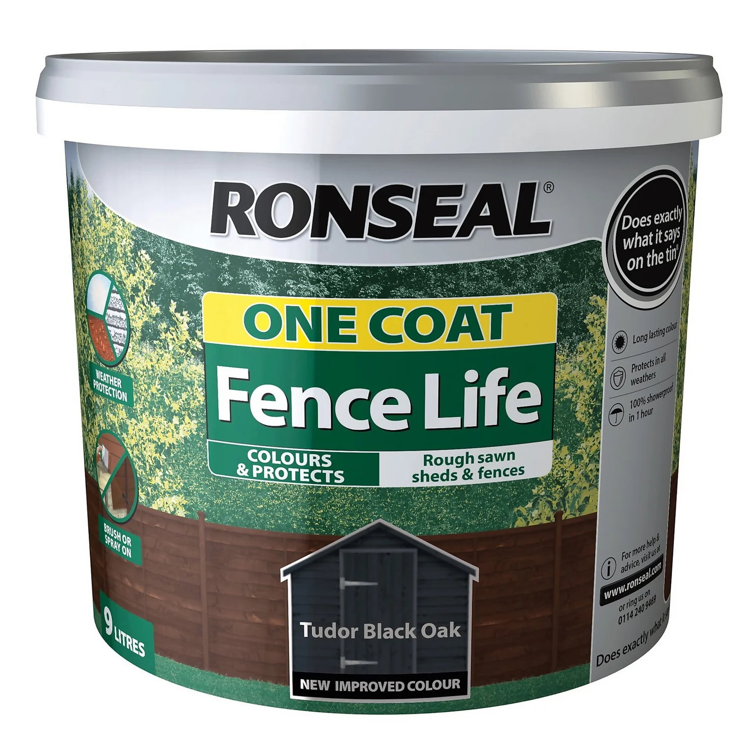 Ronseal One Coat Fence Life Paint Tudor Black Oak - 9L Ronseal One Coat Fence Life Paint Tudor Black Oak - 9L -Sandtex Shop 13032828 2394942087338711