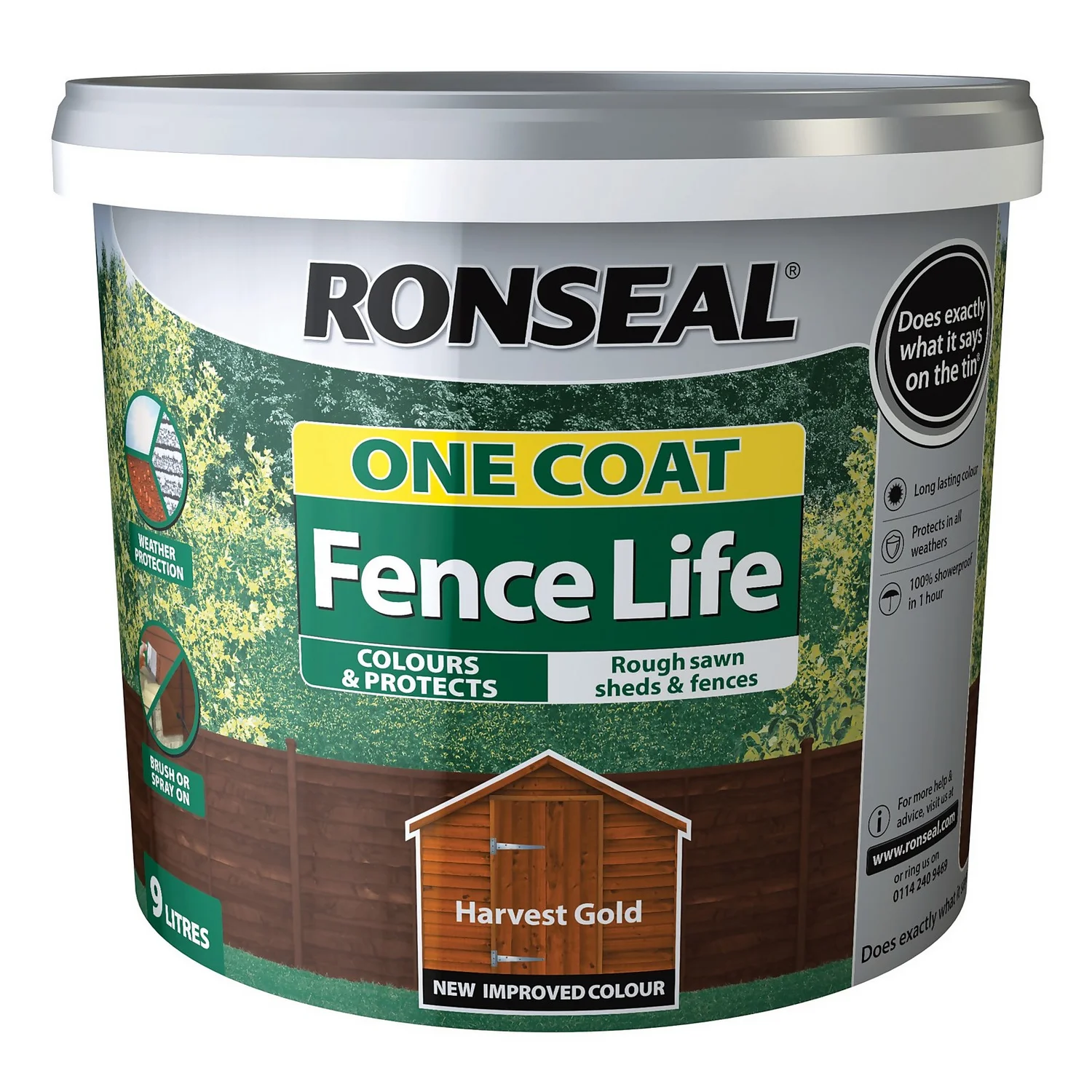 Ronseal One Coat Fence Life Paint Tudor Harvest Gold - 9L Ronseal One Coat Fence Life Paint Tudor Harvest Gold - 9L -Sandtex Shop 13032829 1164942087420341