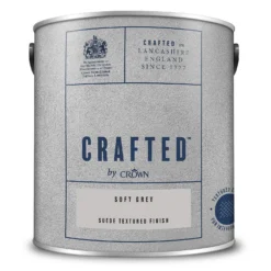CRAFTED™ By Crown Suede Textured Matt Emulsion Interior Wall Paint Soft Grey - 2.5L 2 CRAFTED™ By Crown Suede Textured Matt Emulsion Interior Wall Paint Soft Grey - 2.5L -Sandtex Shop 13167162 1014881162452964