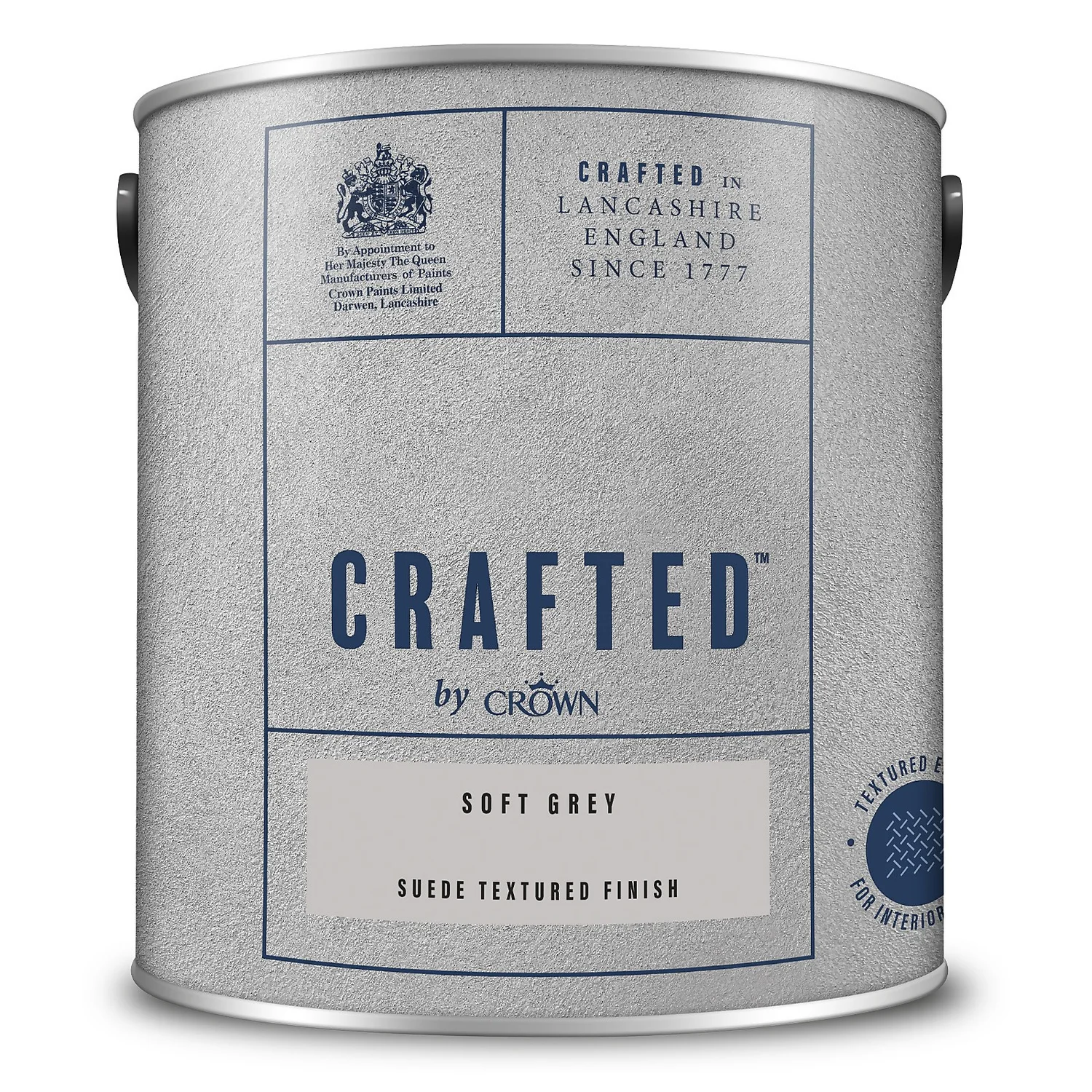 CRAFTED™ by Crown Suede Textured Matt Emulsion Interior Wall Paint Soft Grey - 2.5L CRAFTED™ By Crown Suede Textured Matt Emulsion Interior Wall Paint Soft Grey - 2.5L -Sandtex Shop 13167162 1014881162452964