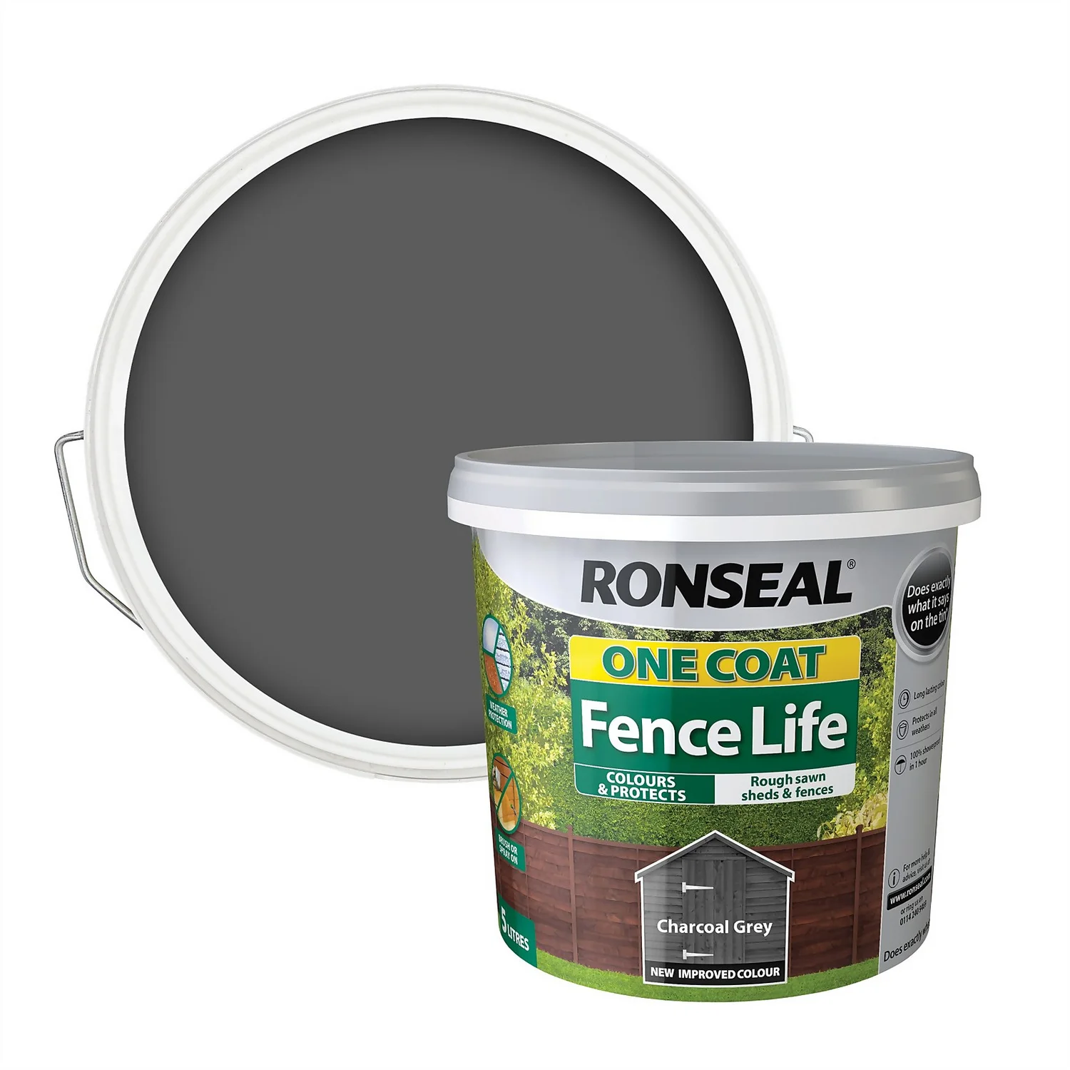 Ronseal One Coat Fence Life Charcoal Grey 5L Ronseal One Coat Fence Life Charcoal Grey 5L -Sandtex Shop 13531571 1414949593730925