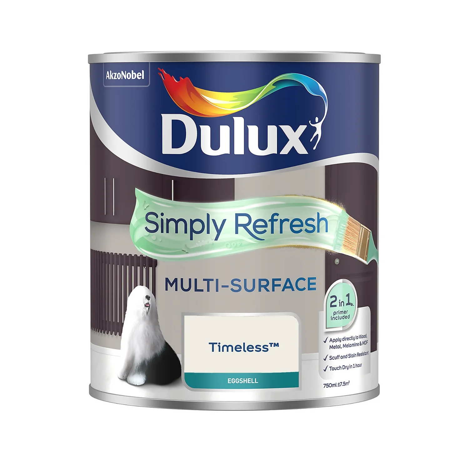 Dulux Simply Refresh Multi Surface Eggshell Paint Timeless - 750ml Dulux Simply Refresh Multi Surface Eggshell Paint Timeless - 750ml -Sandtex Shop 14272817 1455036376339375