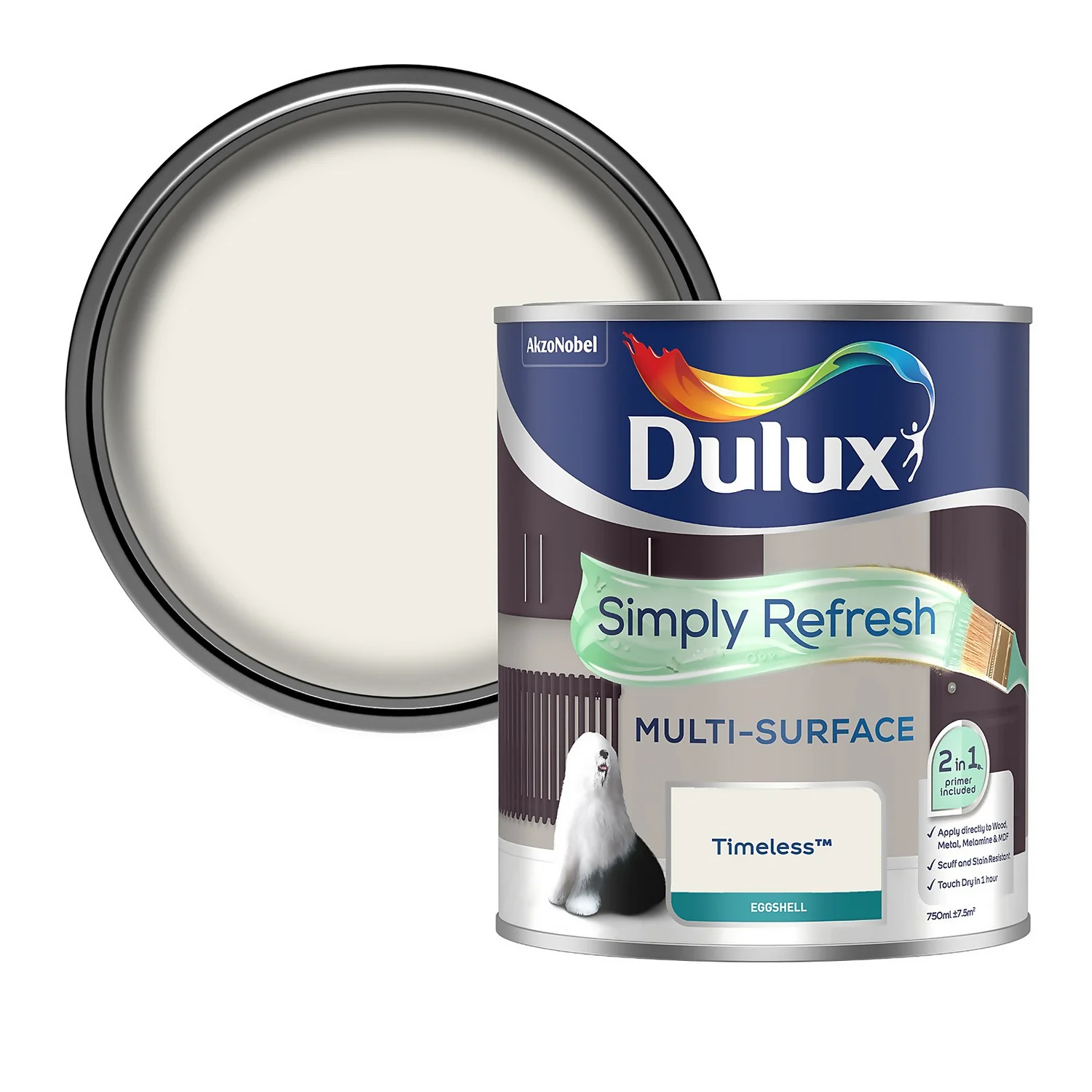 Dulux Simply Refresh Multi Surface Eggshell Paint Timeless - 750ml Dulux Simply Refresh Multi Surface Eggshell Paint Timeless - 750ml -Sandtex Shop 14272817 1865036376213594